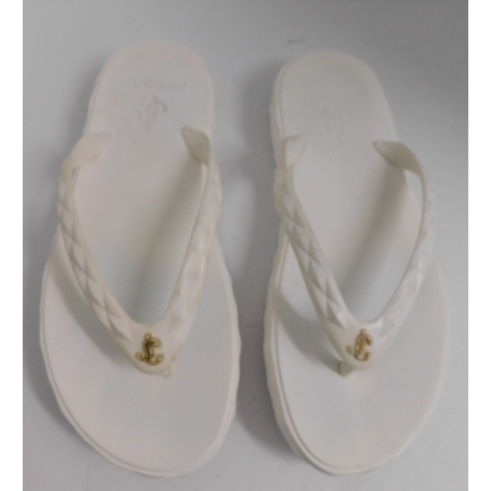 Jimmy Choo White Women's Diamond Platform Flip Flops sz 10